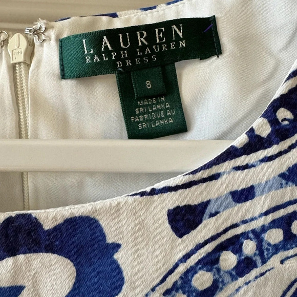 Lauren Ralph Lauren Floral Print Cotton Blend Dress Sleeveless sz 8 - Picture 3 of 5